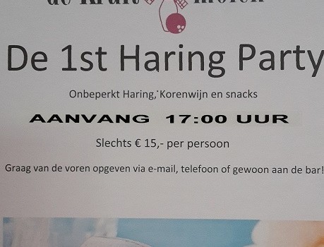 Haringparty vrijdag 24 juni  vanaf 17:00 uur