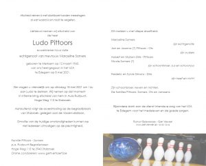 Ludo Pittoors rouwkaart
